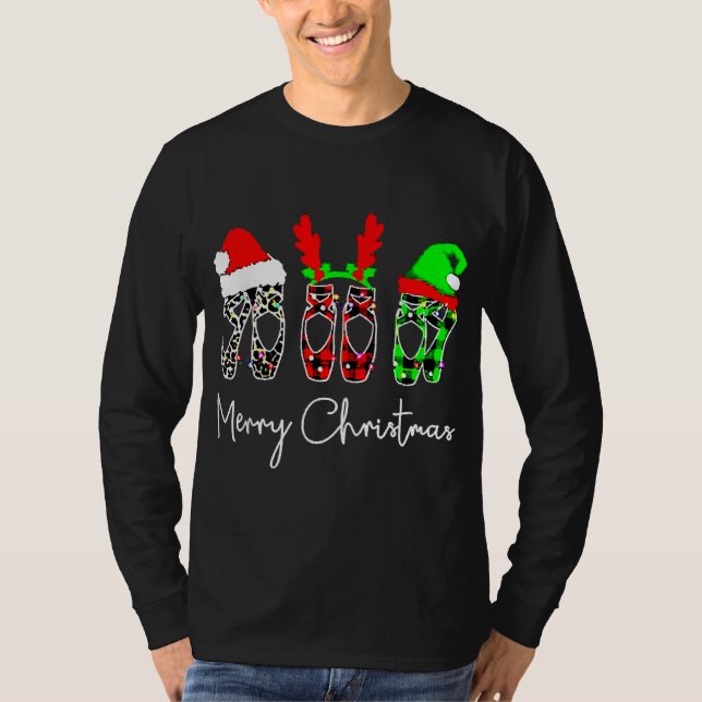 Balletttänzer Ballerina Frohe Weihnachten Weihnach T-Shirt (Vorderseite)