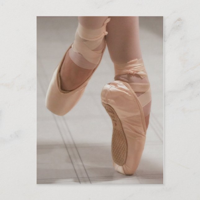 Balletttänzer en Pointe, Gefüttert, Pink Satin Sho Postkarte (Vorderseite)