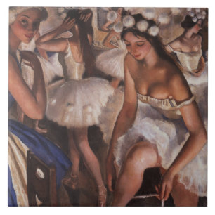 Balletttänzer im Dressing Room (Serebriakova) Fliese