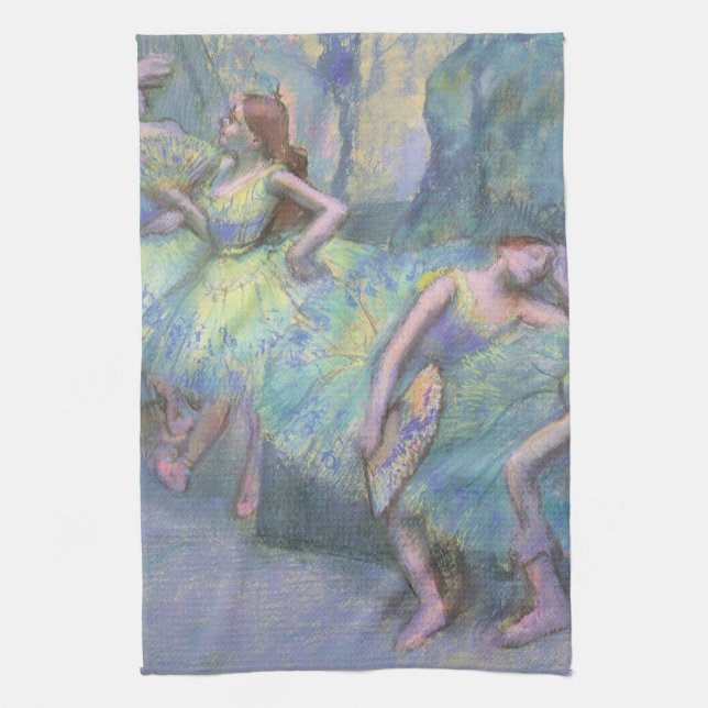 Balletttänzer in den Flügeln von Edgar Degas Küchentuch (Vertikal)