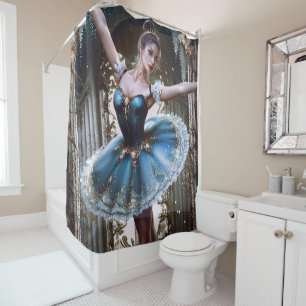 Balletttänzer in einem blauen Tutu Duschvorhang