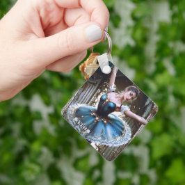 Balletttänzer in einem blauen Tutu-Individuelle Na Schlüsselanhänger
