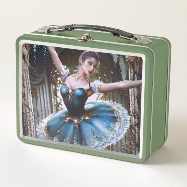 Balletttänzer in einem blauen Tutu Metall Brotdose (Vorderseite)