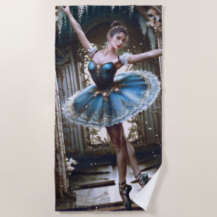 Balletttänzer in einem blauen Tutu Strandtuch