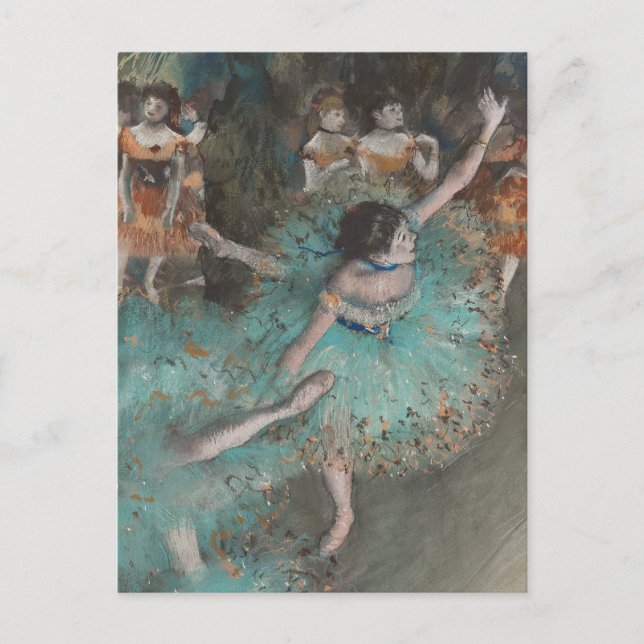 Balletttänzer in grün Edgar Degas Postkarte (Vorderseite)