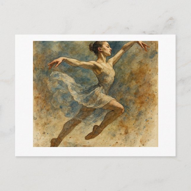 Balletttänzer springend,  postkarte (Vorderseite)