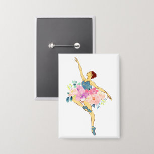 Balletttänzer Tanz Mädchen Ballerina Blume Floral Button