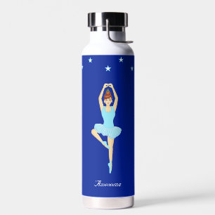Balletttänzer und Sterne auf königsblau Trinkflasche