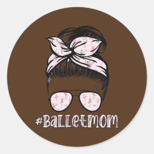Balletttänzerin Ballerina Messy Bun Hair zum Tanz Runder Aufkleber