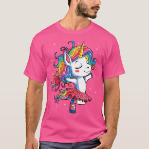 Balletttänzerin Einhorn Mädchen Frauen Regenbogen T-Shirt