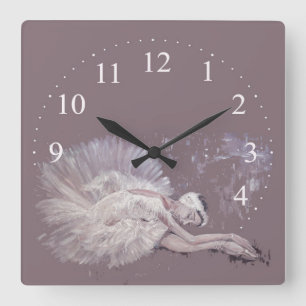 Balletttänzerin Quadratische Wanduhr