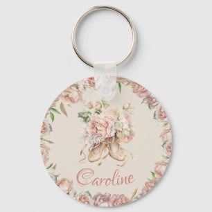 Balletttänzerin Rosa Blumenmuster Schlüsselanhänger