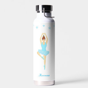 Balletttänzerin und Sterne auf Weiß Trinkflasche