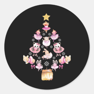 Balletttiere Ballerina Weihnachtsbaum Runder Aufkleber
