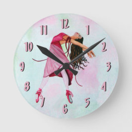 Ballettuhr ~ Rosa Runde Wanduhr