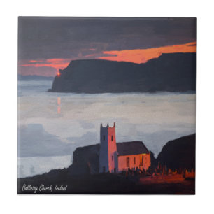 Ballintoy Church, Irland bei Sunset Fliese
