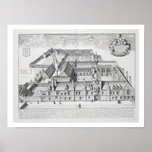 Balliol Uni, Oxford, von "Oxonia Illustrata", Poster
