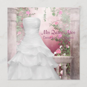 Ballkleid Rosa Rose Quinceanera Einladung
