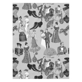 Ballkleid-Viktorianische Mode-Toile Schwarz-Weiß Tischdecke
