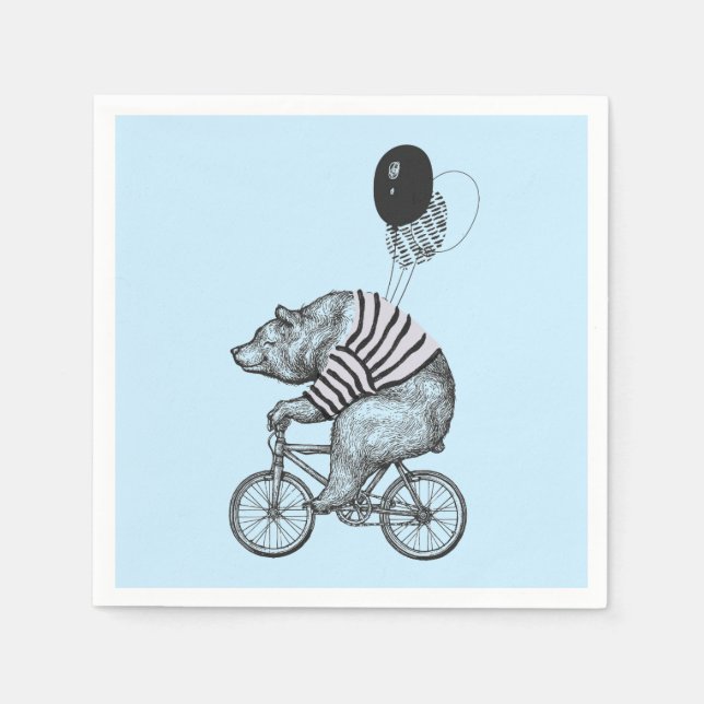 Ballon Bicycle Bear Serviette (Vorderseite)