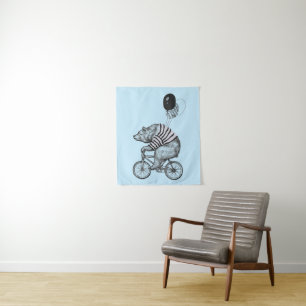 Ballon Bicycle Bear Wandteppich