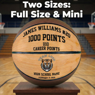 Ballon De Basket 1000 Points Nom personnalisé, logo de l'équipe et 