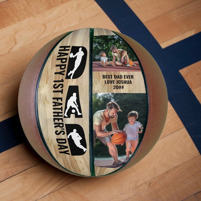Ballon De Basket 1re Fête des pères Papa 2 Photo Meilleur papa Jama (Créateur téléchargé)