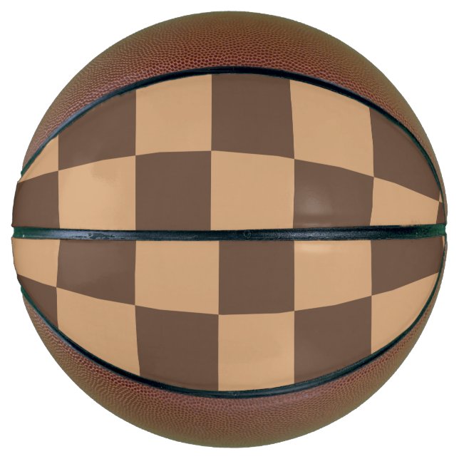 Ballon De Basket À damiers vintage dans les bruns chauds (Devant)