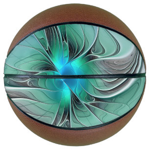 Ballon De Basket Abstrait De Bleu, Art Fractal Moderne