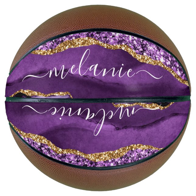 Ballon De Basket Agate Violet violet or Parties scintillant Géode N (Devant)