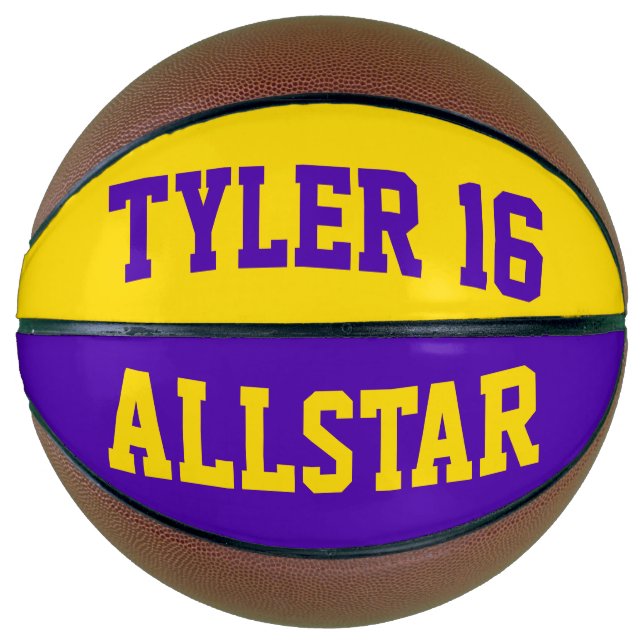 Ballon De Basket Allstar foncé violet et jaune (Devant)