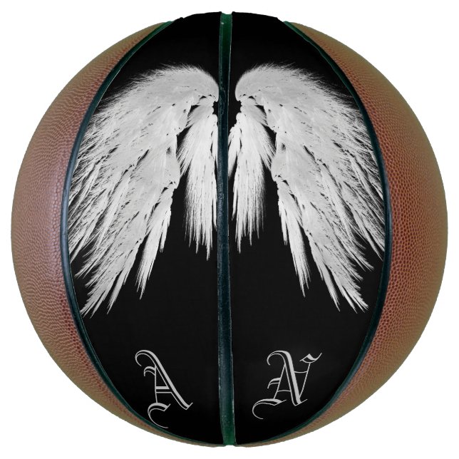 Ballon De Basket ANGEL WINGS Black Custom Monogramme (Vertical)