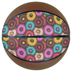 Ballon De Basket Aquarelle colorée beignets avec Motif d'arrosage
