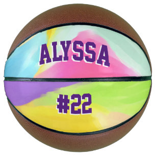 Ballon De Basket Aquarelle Rainbow Swirl personnalisée