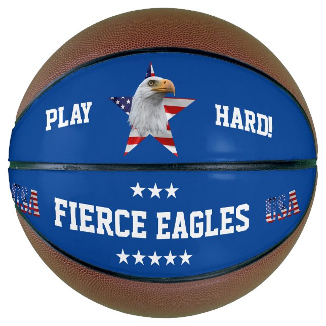 Ballon De Basket Awesome Bald Eagle, Drapeau Américain, Star (Devant)