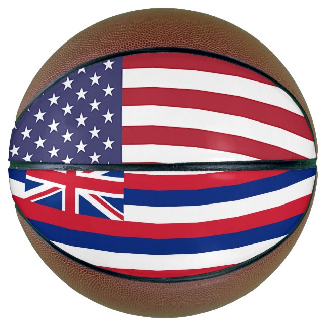 Ballon De Basket Basket-ball complet avec Drapeau de Hawaii, États- (Devant)