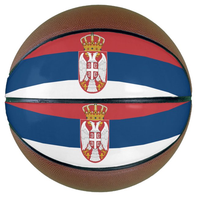 Ballon De Basket Basket-ball complet avec drapeau de la Serbie (Devant)