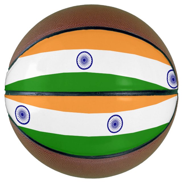 Ballon De Basket Basket-ball complet avec drapeau de l'Inde (Devant)