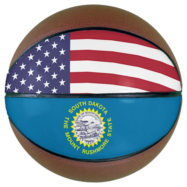 Ballon De Basket Basket-ball complet avec drapeau du Dakota du Sud (Devant)
