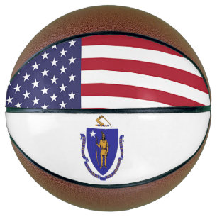Ballon De Basket Basket-ball complet avec Drapeau du Massachusetts