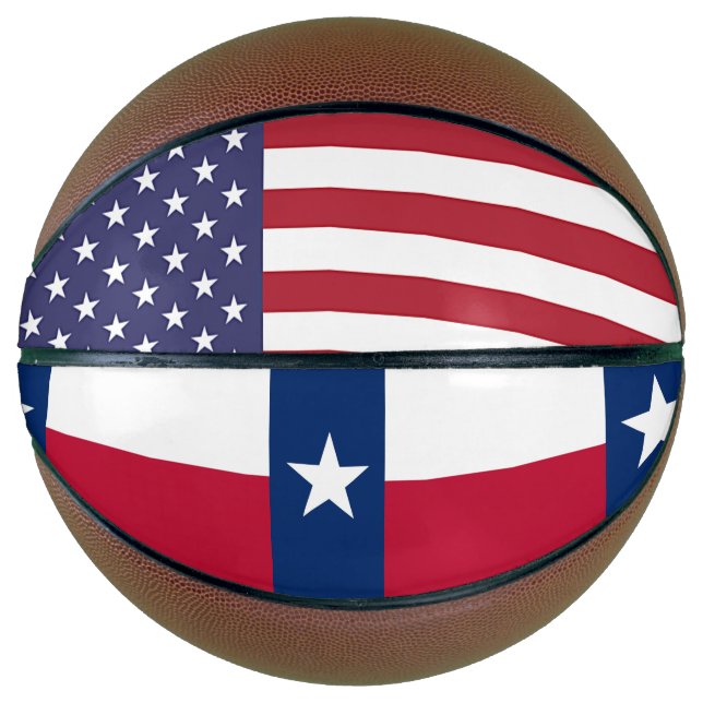 Ballon De Basket Basket-ball complet avec drapeau du Texas (Devant)