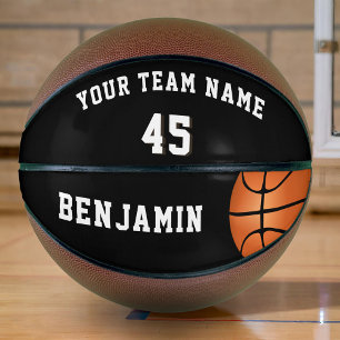 Ballon De Basket Basket-ball noir personnalisé avec nom et numéro d