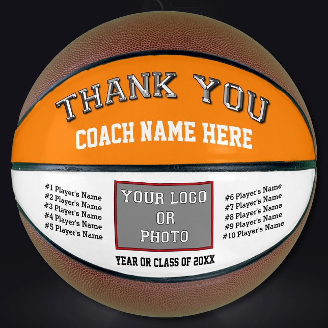 Ballon De Basket Basket-ball orange et blanc, Basket-ball personnal (Best basketball coach gifts. White, Black. Orange basketball. Personalized basketball for coach.)
