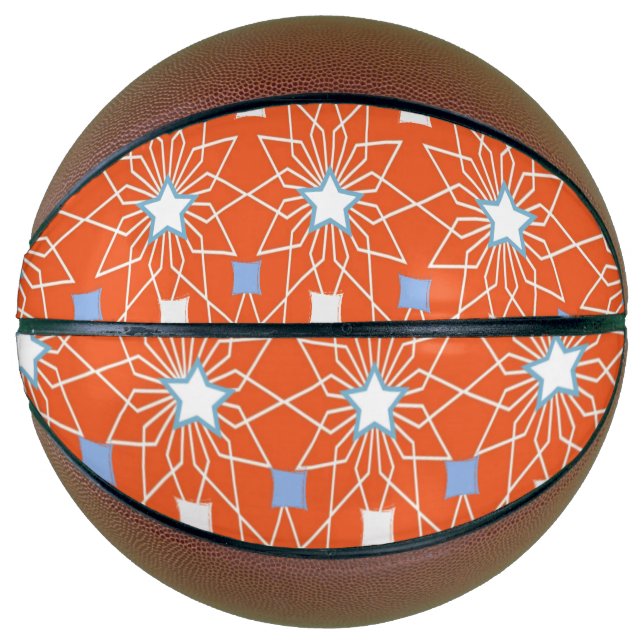 Ballon De Basket Basket-ball Orange White Blue Stars (Devant)