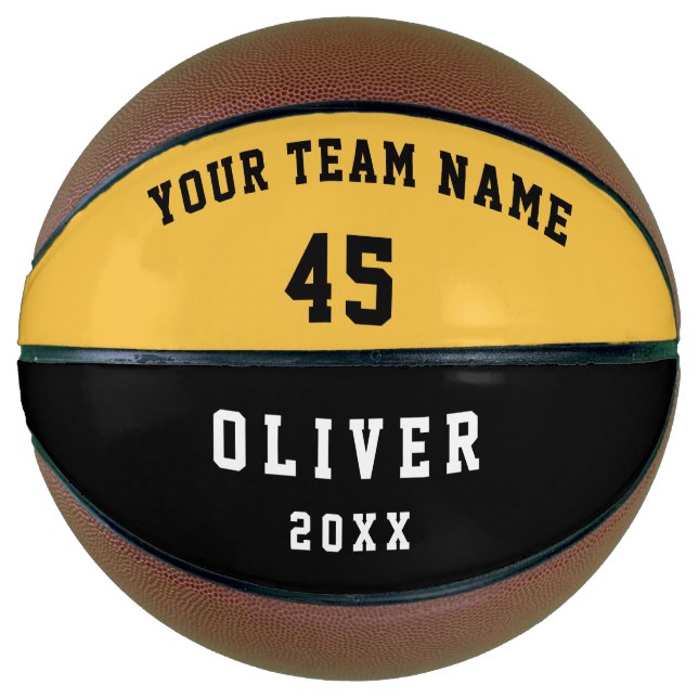 Ballon De Basket Basket-ball Personnalisé Joueur Jaune Numéro d'équ (Devant)