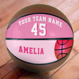 Ballon De Basket Basket-ball personnalisé rose avec numéro de nom d