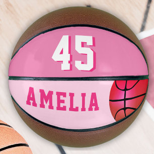 Ballon De Basket Basket-ball personnalisé rose nom et numéro de jou