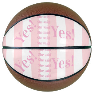 Ballon De Basket Basket-ball Rose & Rayure Blanche Elle a dit Oui !