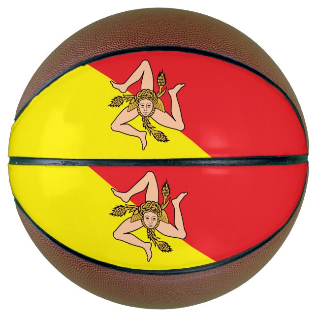 Ballon De Basket Basket complet avec Drapeau de Sicile, Italie (Devant)