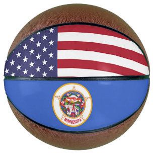Ballon De Basket Basket complet avec Drapeau du Minnesota USA